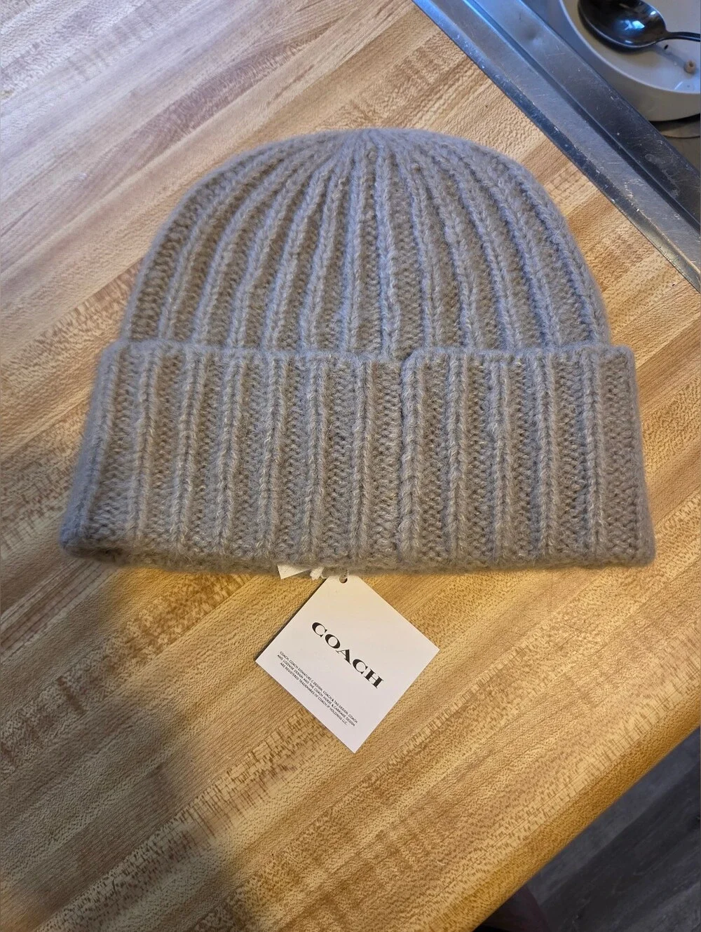 Coach NWT Gray Knit Beanie